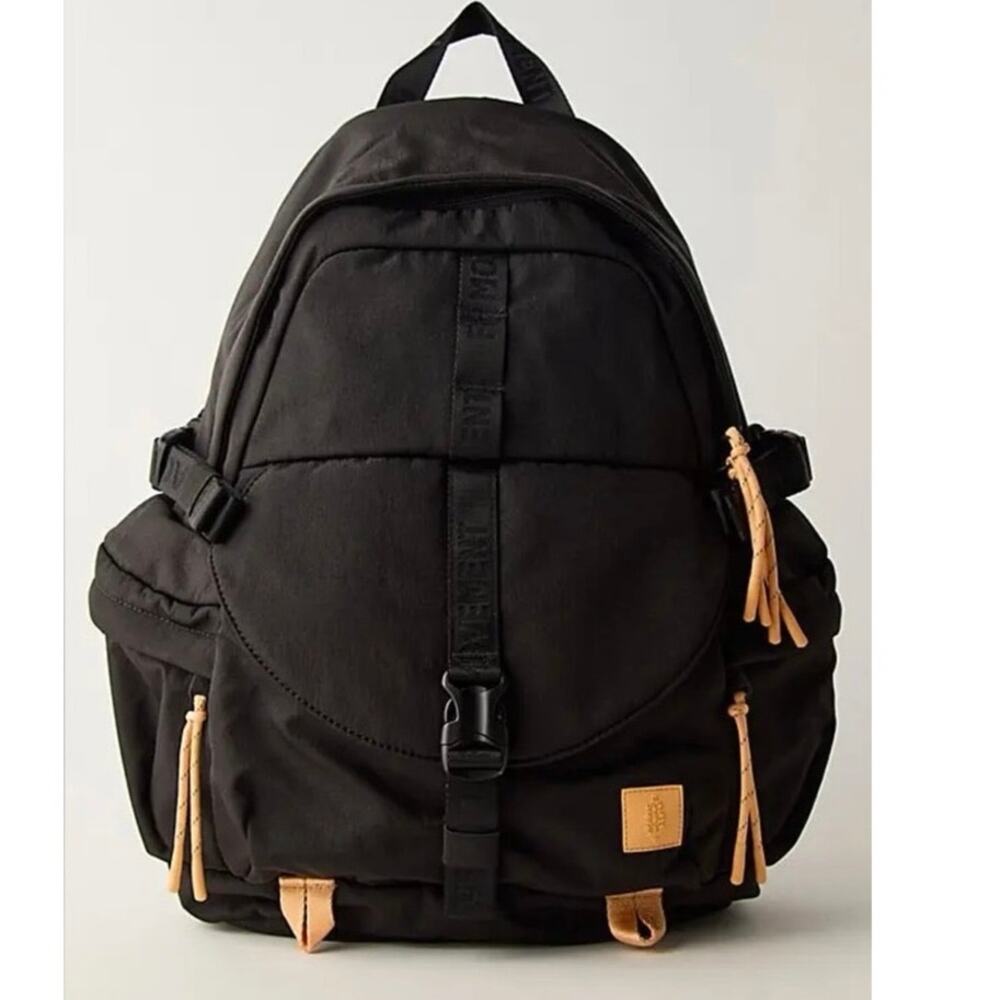 Free People Movement All Around Backpack Black Nylon Multi Pocket NWT